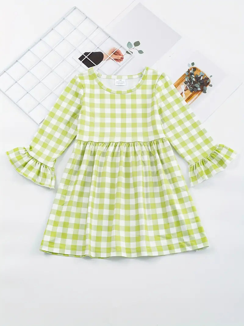 2-Pack: Long Sleeve Twirly Dresses - Green/Pumpkin