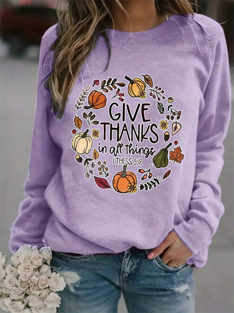 Give Thanks In All Things Sweatshirt (Purple)