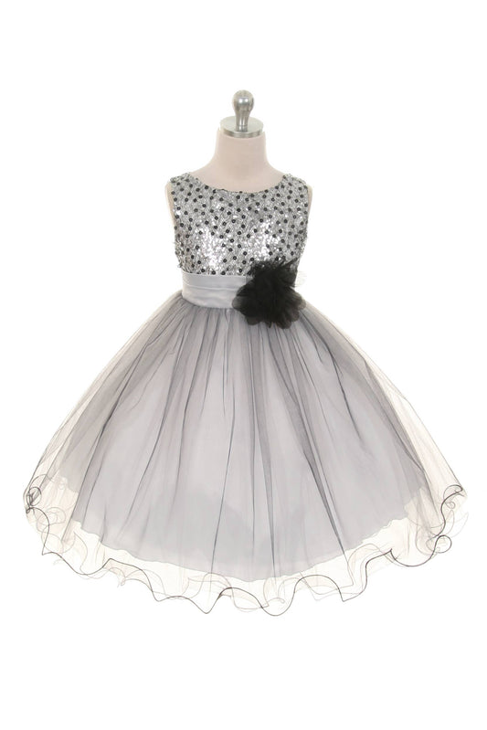 Multi-Sequin Trio Color Tulle Dress