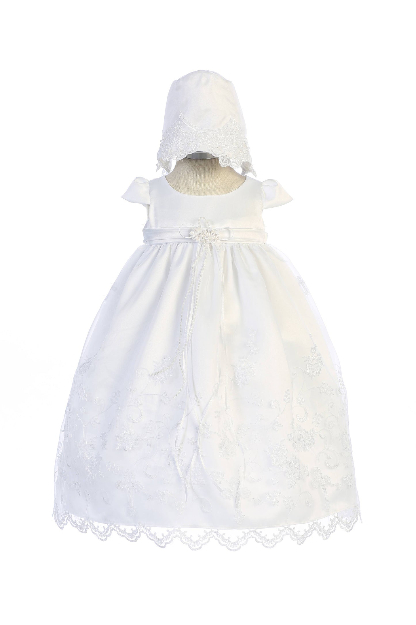 Cross Embroidered Christening Gown
