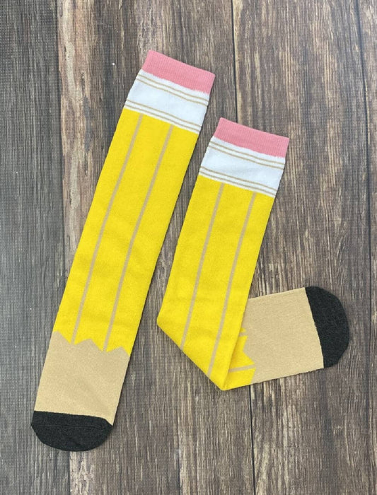 Pencil Print Tube Socks
