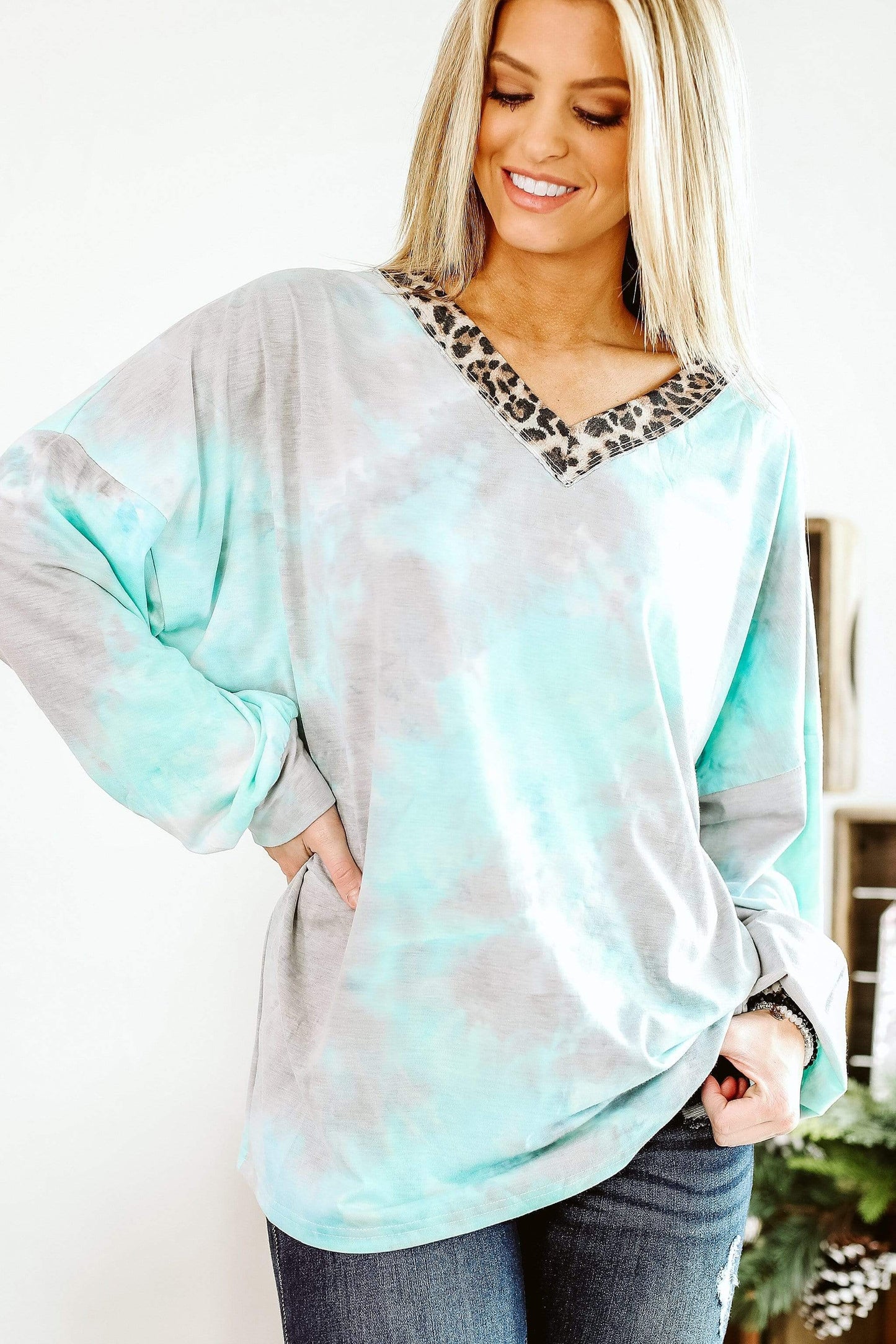 I Walked Away Top | Trendy Plus Size Blue Tie Dye Top