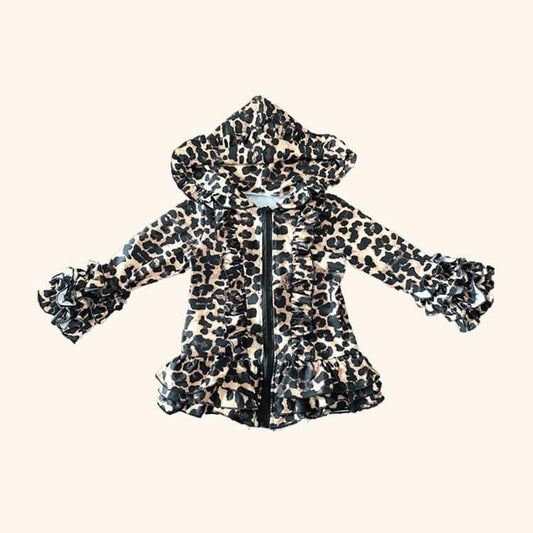 Leopard Button Up Ruffle Jacket