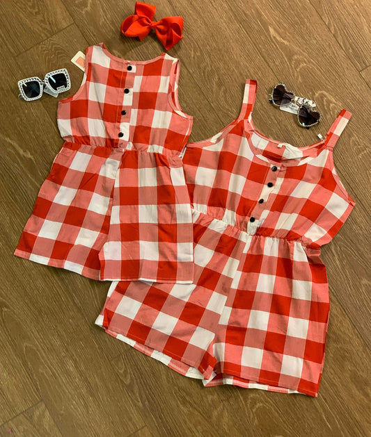 Red & White romper set