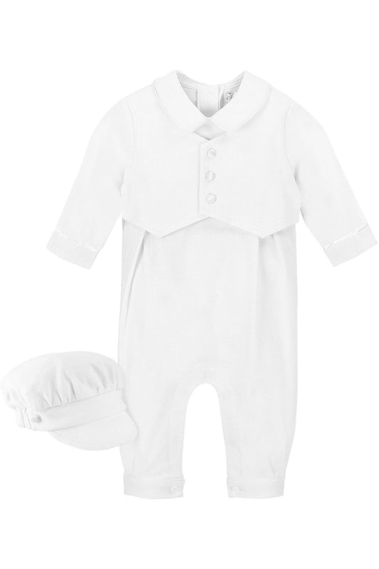 Baby Boy Elegant Christening Set W/ Matching Hat