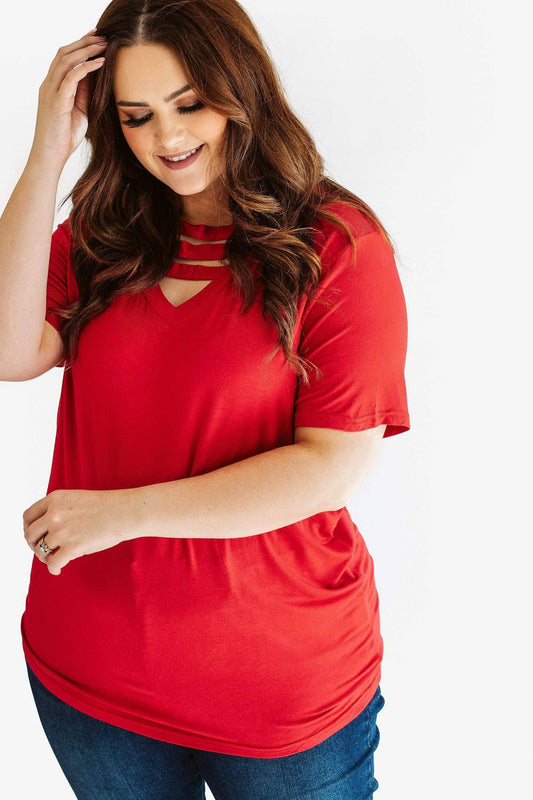 Be The Reason  | Red Solid V Neck Top