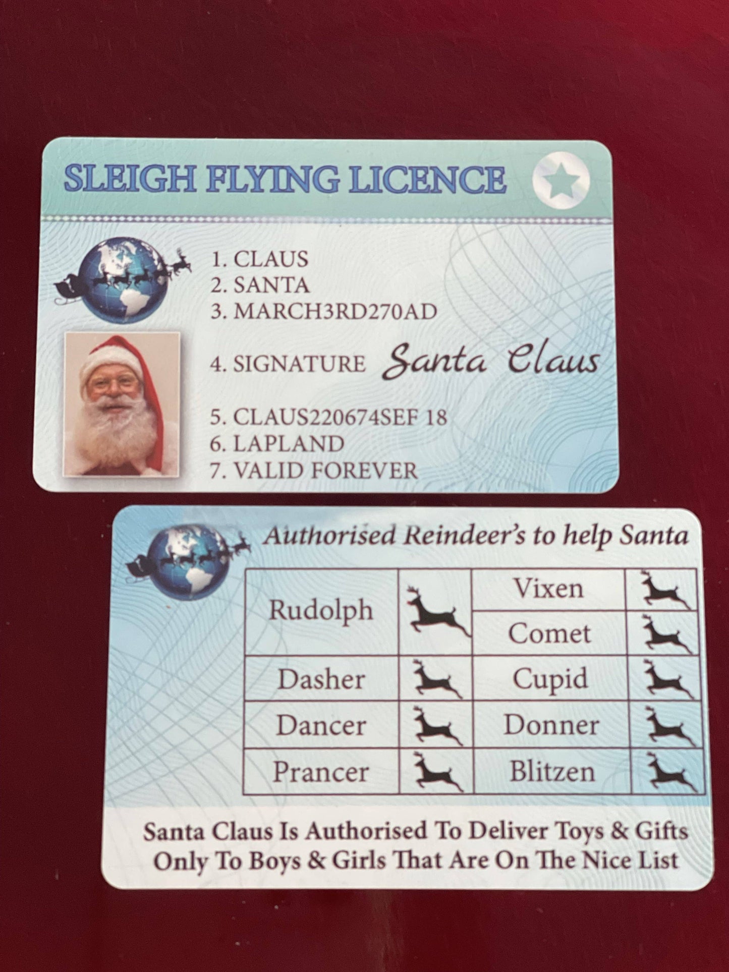 “Santas” Sleigh Flying Licence